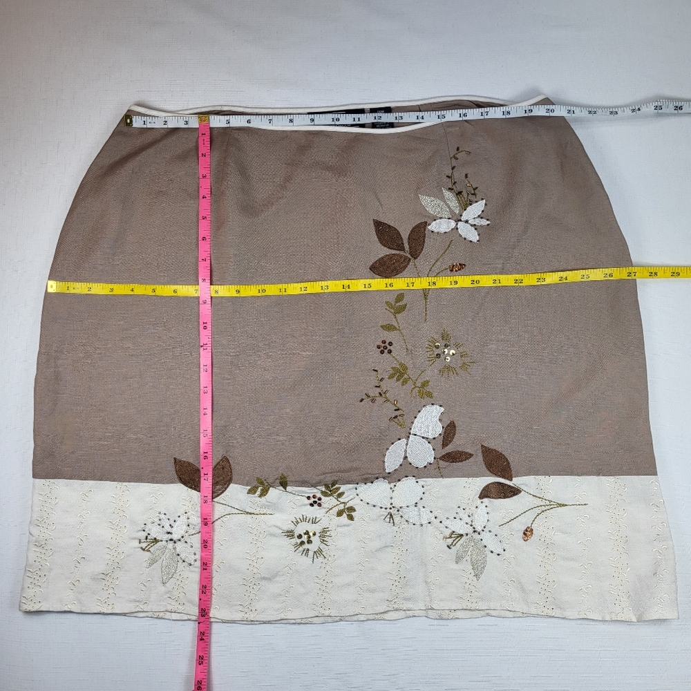 New York City Design Co Linen Blend SKIRT Womens Sz 20W Floral Beaded Embroidery - Picture 5 of 15